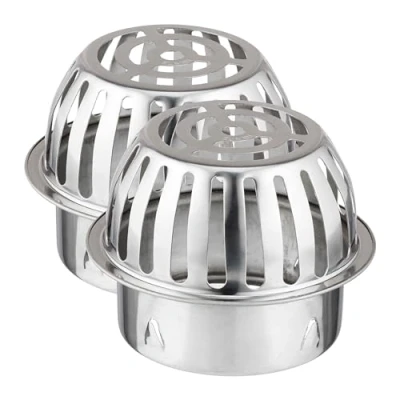 Afbeelding van Relaxdays bladvanger regenpijp rvs set van 2 boldraadrooster bladrooster goot A