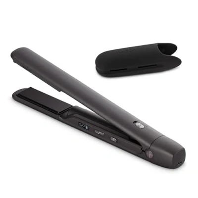 Afbeelding van MEDION HS2 Snoerloze stijltang met display (temperatuur en batterij indicator, 5 instelbare warmtestanden, flexibele keramische/tourmaline verwarmingsplaten temperatuursensor, stijltang) grijs