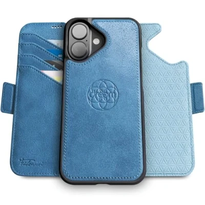 Afbeelding van Dreem Fibonacci compatibel met iPhone 16 portemonnee case / 2 in 1 schokbestendig hoesje en afneembare veganistisch lederen folio, MagSafe, RFID bescherming [Lei]