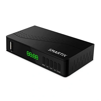 Afbeelding van Atlantis SMARTIX DH17 digitale terrestrische decoder DVB T2 HEVC H.265 mpeg2/mpeg4 H264 mediaspeler USB poort. HDMI en SCART afstandsbediening Learning, Main 10, zwart