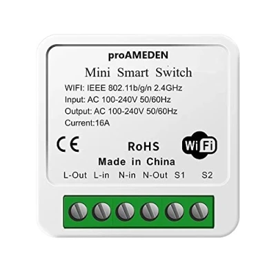 Afbeelding van proAMEDEN smart wifi schakelaar, Apple HomeKit 16A [1/un], mini switch, wifi, switch module, CozyLife app werkt met Siri spraakbediening, compatibel Alexa, Google Home.
