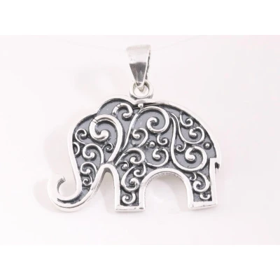 Afbeelding van Bewerkte zilveren olifant hanger