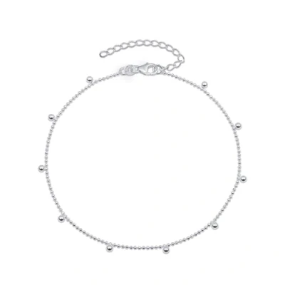 Afbeelding van Amberta Italiaanse Enkelband van Sterling Zilver voor Dames 925 Verstelbare Enkelbandjes met Kralen en Hartje Zomer Sieraden: Hangende