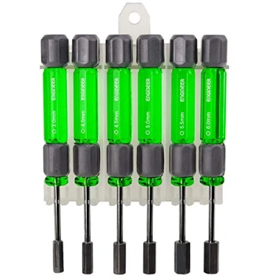Afbeelding van 6st metrische moer driver set in kleine maten (mini hex spinners). ingenieur dk 14, Groen
