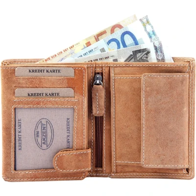 Afbeelding van Akzent heren portemonnee Leer RFID Bruin Used Look