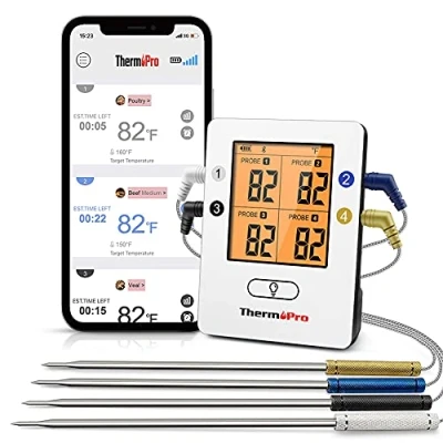 Afbeelding van ThermoPro TP25 Bluetooth Vleesthermometer met 4 Temperatuur Sondes Smart Draadloze Digitale Koken Voedsel BBQ Thermometer voor Grillen Oven Oplaadbare Roker