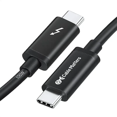 Afbeelding van Cable Matters gecertificeerde Thunderbolt 3 kabel (USB C kabel) in zwart van 2 m met ondersteuning voor laden 100W
