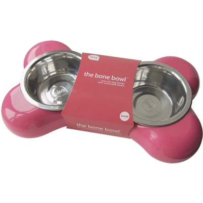 Afbeelding van DUBBEL EETPOT BEEN ROZE 250ML WOUAPY