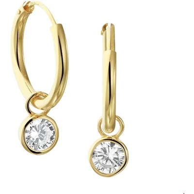 Afbeelding van Trendjuwelier huiscollectie Creolen met Hangers Zirkonia Geelgoud