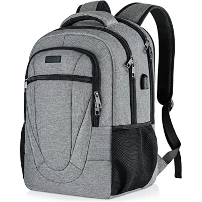 Afbeelding van Rugzak voor Mannen en Vrouwen, Schoolrugzak Jongens Tieners, 17,3 inch Laptop met USB oplaadaansluiting Werk School Laptopvak Anti diefstaltas Grijs