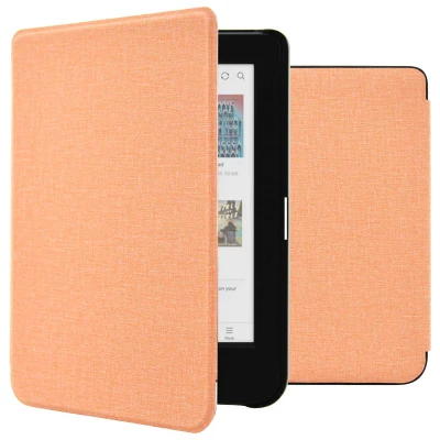 Afbeelding van Kobo Clara BW Hoes: imoshion Canvas Sleepcover Bookcase zonder stand Bookcase,Sleepcover Peach Kunstleder E Reader Hoezen