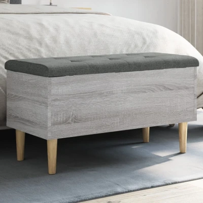 Afbeelding van Opbergbankje 82x42x46 cm bewerkt hout grijs sonoma eikenkleurig