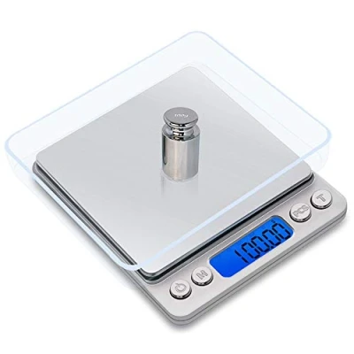 Afbeelding van Mengshen Digitale sieradenweegschaal, keukenweegschaal, 500 g (0,01 g), zeer nauwkeurige milligram zakweegschaal, gevoelig draagbaar display met achtergrondverlichting van roestvrij staal
