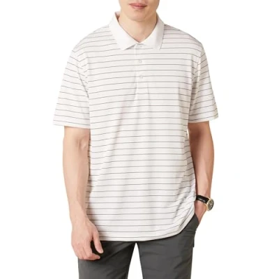 Afbeelding van Amazon Essentials Regular fit sneldrogend golfpoloshirt voor heren (verkrijgbaar in groot en lang), zwart wit dunne strepen, X Small