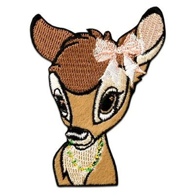 Afbeelding van Patch Bambi hoofd Disney dier kinderen bruin 6 x 8 cm geborduurde applicaties om op te strijken