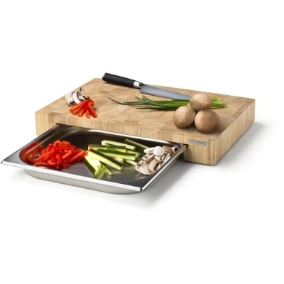 Afbeelding van Continenta Multifunctionele Snijplank met RVS Lade Hout 48 cm x 32.5