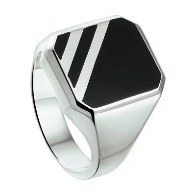Afbeelding van Gerhodineerd Zilver Zegelring Massief Onyx 1337353