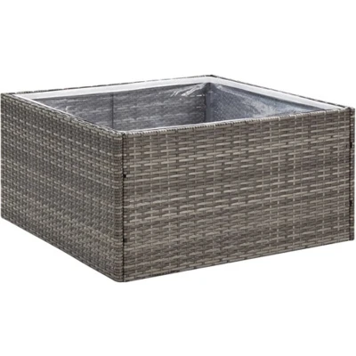 Afbeelding van Plantenbak 80x80x40 cm poly rattan grijs