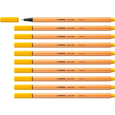 Afbeelding van STABILO point 88 Premium Fineliner Fine 0,4 mm Geel Doos 10 stuks