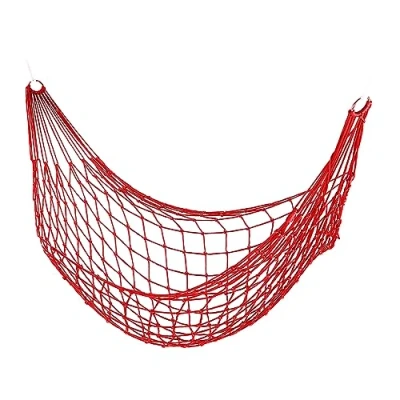 Afbeelding van Relaxdays hangmat net rood lichtgewicht eenpersoons camping tot 120 kg