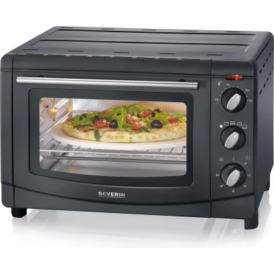Afbeelding van Severin TO 2068 Bak en Grilloven 20 Liter Incl. pizza grillsteen voor grote pizza&#039;s met functioneel draaispit 100 230C Zwart