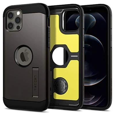 Afbeelding van Apple iPhone 12 Pro Hoesje Kunststof Spigen Hardcase/Backcover Grijs Telefoonhoesje Shockproof/Valbescherming