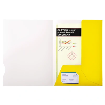 Afbeelding van Exacompta Ref. 635015E Chromolux Glossy Presentatie 2 Flap Folders, 250g, A4 Geel, Pack van 20