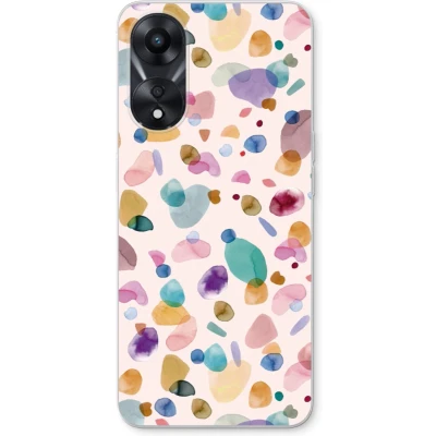 Afbeelding van Case Company® hoesje geschikt voor Oppo A78 5G Terrazzo Memphis Soft Cover Telefoonhoesje Bescherming aan alle Kanten en Schermrand
