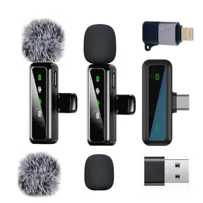 Afbeelding van Lavalier draadloze microfoon voor iPhone, iPad, Android telefoon, mini met ruisonderdrukking, automatische koppeling, vlogging, video opname, vlog