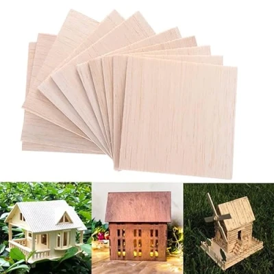 Afbeelding van 20 Stuks Houten Platen Balsa Hout Hobby Voor Craft DIY Huis Schip Vliegtuigen Model Speelgoed 100x100x1mm