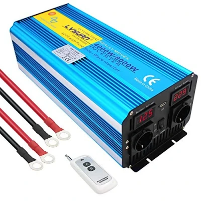Afbeelding van Cantonape Omvormer, zuivere sinusgolf, 4000 W, 8000 transformator van 12 V naar 220 V, 230 met afstandsbediening en 2 USB poorten, leds