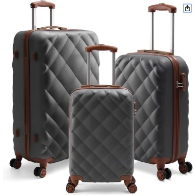 Afbeelding van Senella Luxe kofferset 3 delige Reiskoffer met wielen ABS Hardcase TSA slot design Grijs