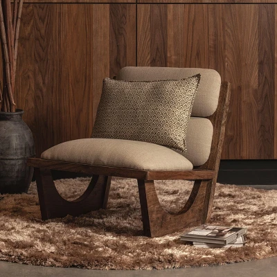 Afbeelding van BePureHome Opulent Fauteuil BoucléHout Naturel 75x70x80