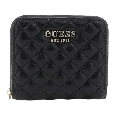 Afbeelding van GUESS Portemonnee Eco Rianee SLG Zip Around Wallet Black Zwart