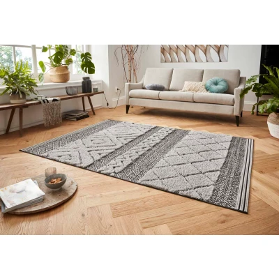 Afbeelding van Vloerkleed 3D Effect Todra Zwart/grijs 80x150 Cm