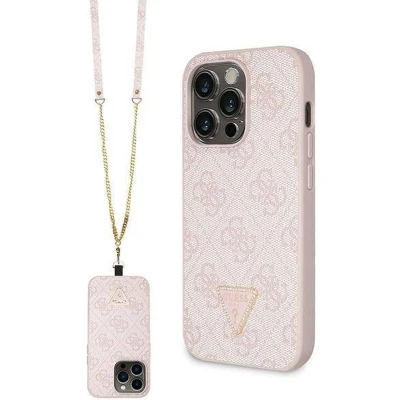 Afbeelding van Guess 4G Triangle Crossbody Back Case Geschikt voor Apple iPhone 15 Pro (6.1&quot;) Roze