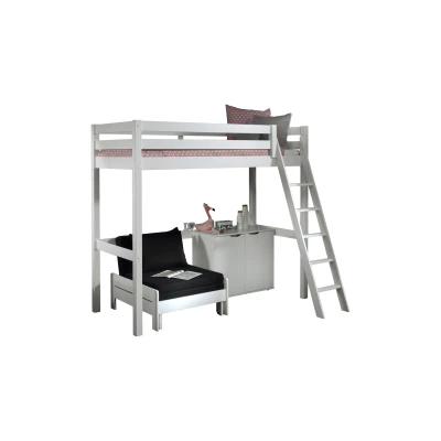 Afbeelding van Deze PINO combinatie bestaat uit een mezzanine 90x200cm wit , kommode met 2 deuren en zetelbed
