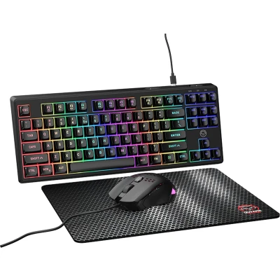 Afbeelding van Qware San Antonio Bedraad Gamingtoetsenbord En muis Bundel Zwart