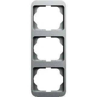 Afbeelding van Abb busch jaeger alpha afdekraam voor inbouwschakelaar 3 voudig vertikaal titanium 2cka001754a4395