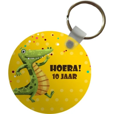 Afbeelding van Sleutelhanger Jubileum Krokodil Kinderen Plastic Rond Uitdeelcadeautjes