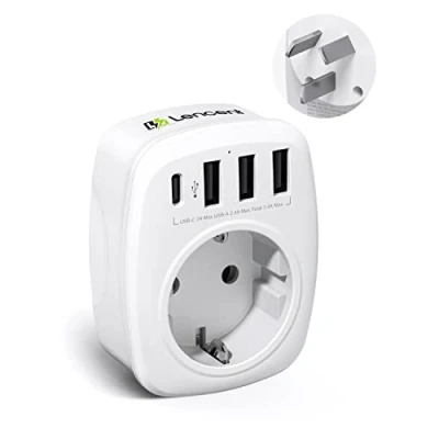 Afbeelding van LENCENT Reisadapter Universele Stekker, EU voor AUS Type I Internationale Reisstekkeradapter, 5 in 1 Reisstekker Stroomadapter met 3 USB, C en AC Stekkeradapter uit Australië CN NZ ARG FJ