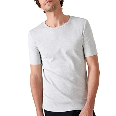 Afbeelding van Damart T shirt met korte mouwen, klassiek mesh, thermolactyl, Grijs Chinees, S