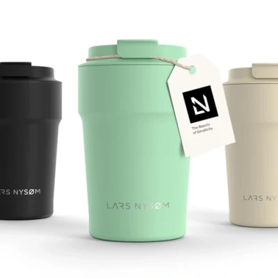 Afbeelding van LARS NYSØM Thermo Coffee Mug to go 380ml BPA vrije Travel 0,38 Liter met Isolatie Lekvrije Roestvrijstalen Thermische Mok voor Koffie en Thee onderweg Theemok (Mint, 380ml)