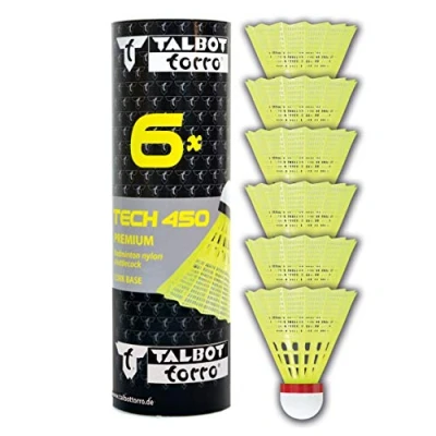 Afbeelding van Talbot Torro Badminton Shuttles Tech 450 Geel/rood 6 Stuks