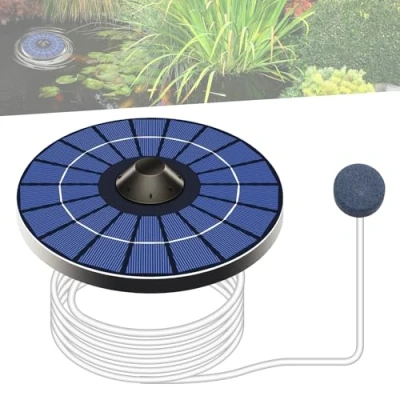Afbeelding van Zuurstofpomp op zonne energie, luchtpomp, aquarium, vijver beluchter energie met luchtbellensteen en zuurstofbuis, aquarium zuurstofpomp, voor tuinvijvers, watercirculatie,