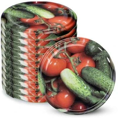 Afbeelding van KADAX Schroefdeksel met diameter van 82 mm, metalen twist off deksel, reservedeksel voor inmaakpotten en weckpotten, deksel 6 inkepingen (10 stuks, groente)