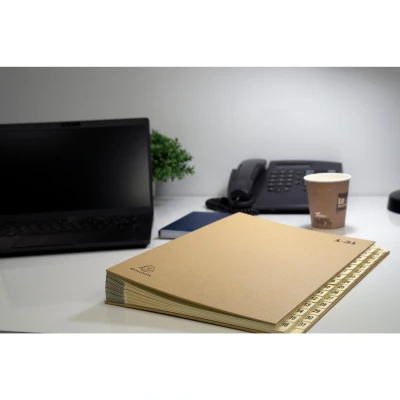 Afbeelding van Exacompta Ref. 22219E 1 Ordonator sorteermap recycled kraft omslag ivoorkleurige kaart binnenzijde digitale gelamineerde tabbladen 31 vakken afmeting 25x33 cm voor A4 bruine kleur