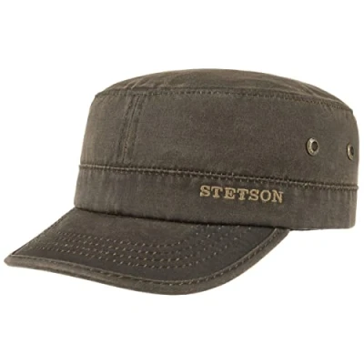 Afbeelding van Stetson Datto Army Cap Heren Oilskin urban visor muts met klep voor Zomer/Winter S (54 55 cm) zwart