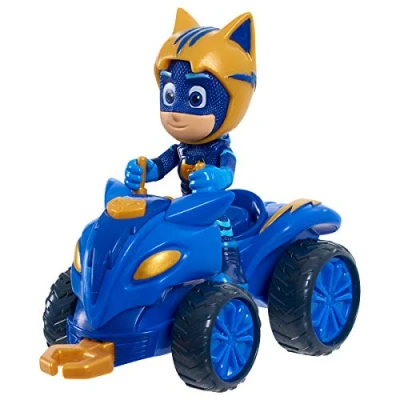 Afbeelding van Simba 109402421 PJ Masks Quad Catboy, met superhelden actiefiguur, geïntegreerde lier en blauw gouden accenten, 8 cm groot, voor kinderen vanaf 3 jaar