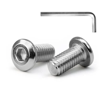 Afbeelding van MINHER M6 x 16 mm, 10 stuks, platte kop, binnenzeskant, schroeven voor meubels, roestvrij staal A2 V2A, volledige schroefdraad (met inbussleutel)